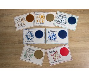 Stickserie - ITH Mug Rugs Zodiac Sternzeichenmotive Vollstick